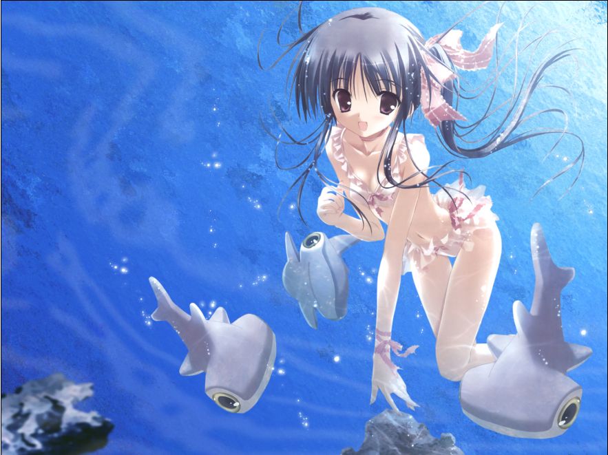 artist_request bikini copyright_request fish side_ponytail solo swimsuit underwater water