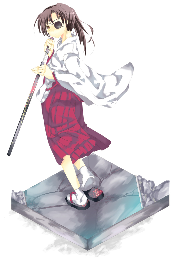 faux_figurine gintama hakama ise japanese_clothes miko red_hakama solo sword weapon yagyuu_kyuubei
