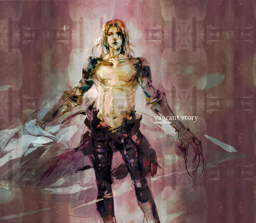 armor blonde_hair claws leather male_focus mos navel shirtless solo sydney_losstarot vagrant_story