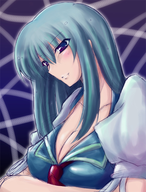 artist_request breasts cleavage kamishirasawa_keine large_breasts no_hat no_headwear solo touhou