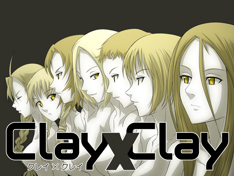 blonde_hair breasts censored clare_(claymore) claymore cynthia_(claymore) deneve helen_(claymore) miria_(claymore) multiple_girls rsk simple_background tabitha_(claymore) yellow_eyes yuma