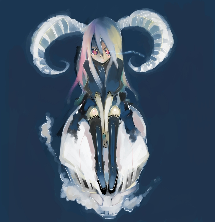 copyright_request demon_girl horns kanikama solo thighhighs