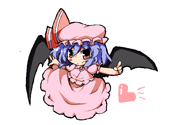 chibi hat heart pink_hat remilia_scarlet solo take_tonbo touhou wings