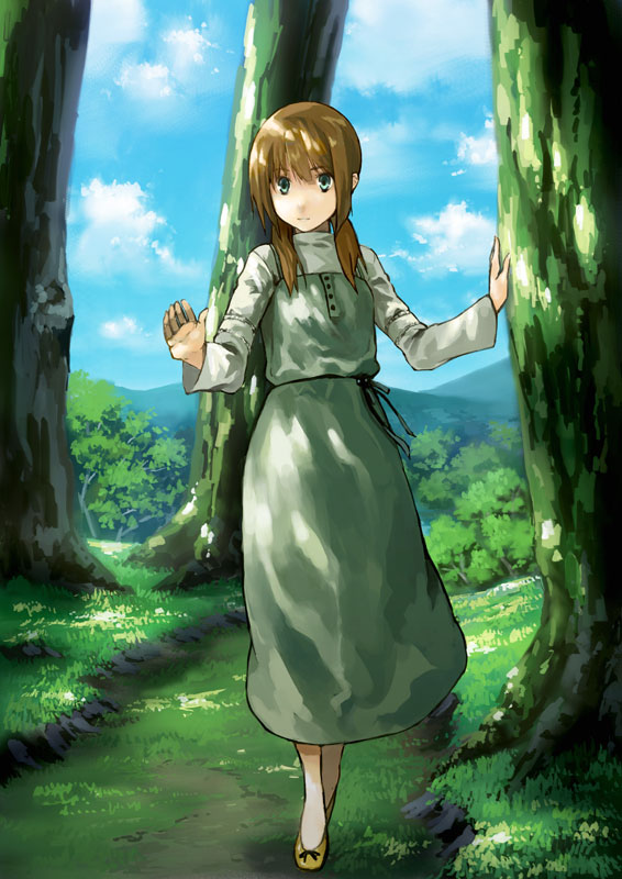 copyright_request dress flat_chest forest houru nature solo tree twintails