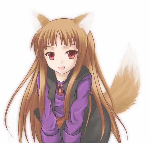 animal_ears holo long_hair lowres solo spice_and_wolf tail wolf_ears yuizaki_hizumi