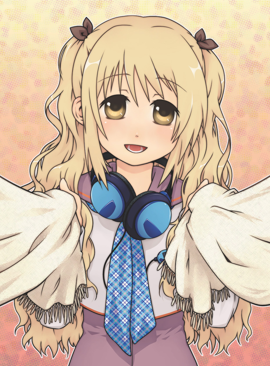 bad_id bad_pixiv_id blonde_hair copyright_request headphones headphones_around_neck highres magamoto solo twintails yellow_eyes