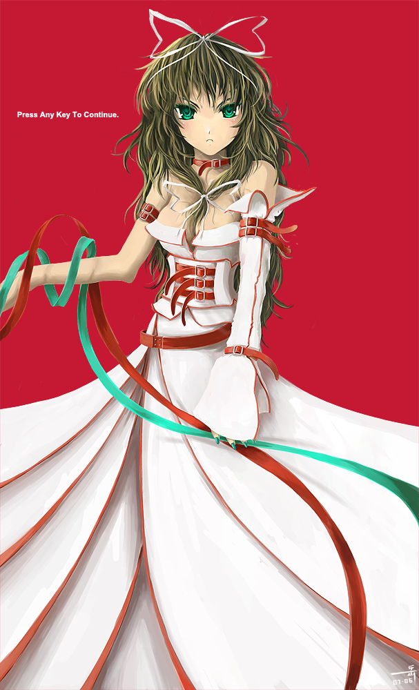 archlich bad_deviantart_id bad_id brown_hair green_eyes looking_at_viewer original red_background simple_background solo