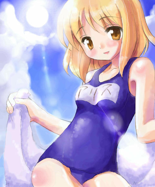 alice_margatroid name_tag one-piece_swimsuit school_swimsuit solo swimsuit tilm touhou