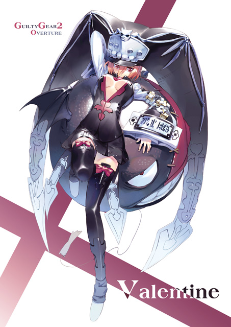 arm_up black_hat black_jacket black_legwear black_skirt bow breasts breasts_apart closed_mouth clothes_writing copyright_name expressionless full_body guilty_gear guilty_gear_2 hair_between_eyes hat jacket jitome leg_up long_sleeves looking_at_viewer looking_up lying medium_breasts miniskirt no_bra on_back open_clothes open_jacket orange_hair pink_bow red_eyes shin_guards shoes short_hair simple_background skirt skull solo thighhighs ueda_ryou underboob valentine_(guilty_gear) white_background white_footwear wide_sleeves zettai_ryouiki