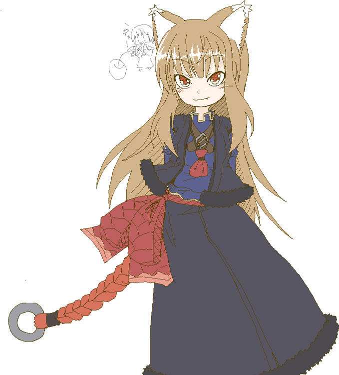 animal_ears bangs holo long_hair solo spice_and_wolf tamute_(2580rs) wolf_ears