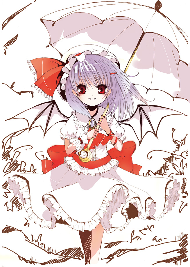 catbell hat remilia_scarlet solo touhou umbrella wings