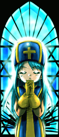 blue_hair dragon_quest dragon_quest_iii gloves hat long_hair lowres mitre priest_(dq3) solo