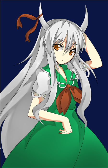 ex-keine horn_ribbon horns kamishirasawa_keine long_hair ribbon shingetsu_takehito solo touhou