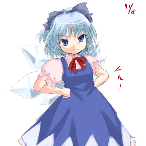 bangs bow cirno lowres solo touhou