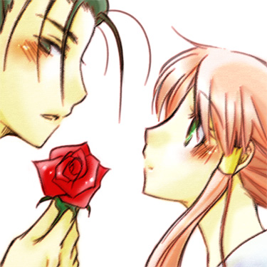 1girl aria flower hair_tubes izumo_akatsuki kagura_(anomalo-anima) lowres mizunashi_akari red_flower red_rose rose sidelocks
