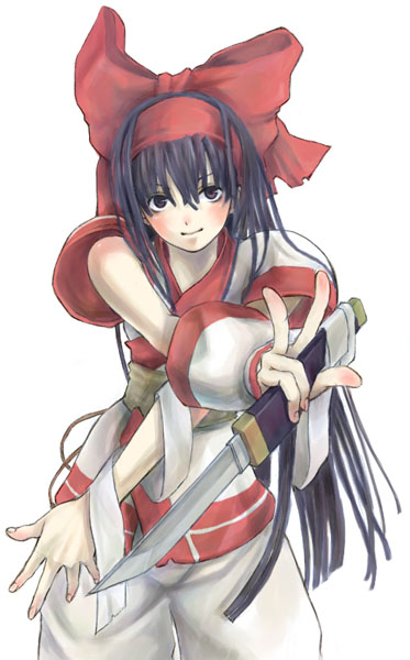 artist_request bow hair_bow huge_bow knife long_hair nakoruru red_bow samurai_spirits solo