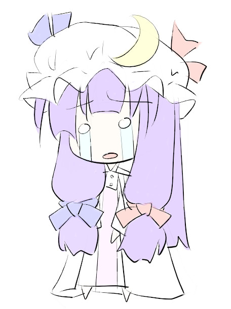 chibi crying crying_with_eyes_open natsuki_(silent_selena) o_o patchouli_knowledge sketch solo tears touhou