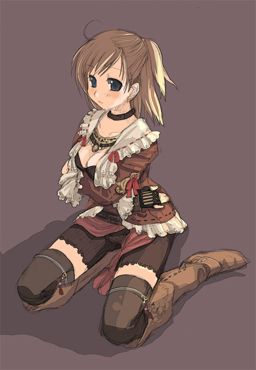 corsair corsair_(final_fantasy) final_fantasy final_fantasy_xi half_updo hume solo thighhighs