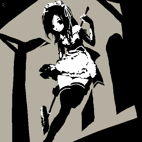 artist_request copyright_request lowres maid oekaki solo thighhighs