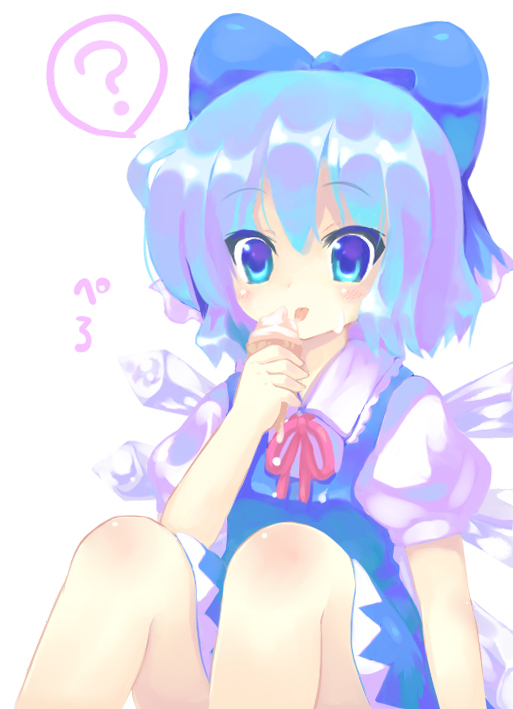 23_(candy_chapus) bow cirno food ice_cream solo touhou