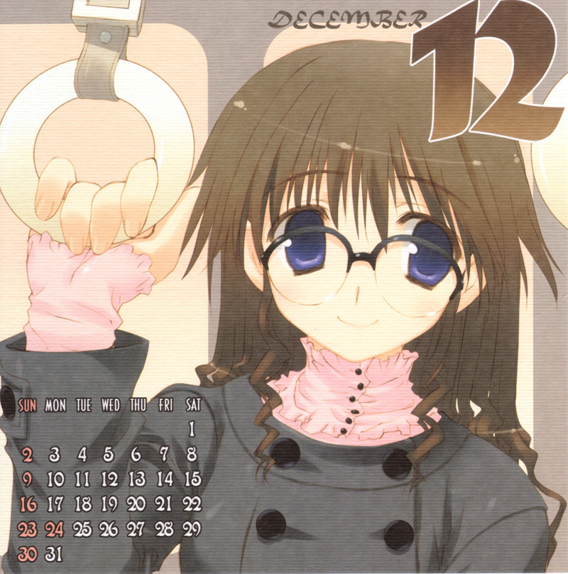 2007 amazuyu_tatsuki calendar_(medium) glasses hand_grip original solo train_interior