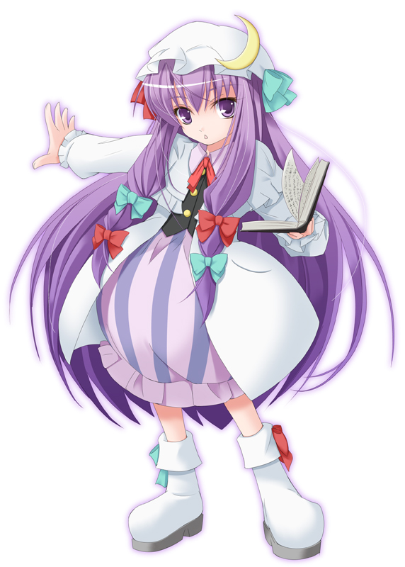 crescent hat long_hair patchouli_knowledge purple_hair solo touhou wapokichi