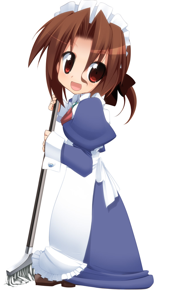 broom brown_hair folded_ponytail hayate_no_gotoku! hoppege maid maria_(hayate_no_gotoku!) mop red_eyes solo