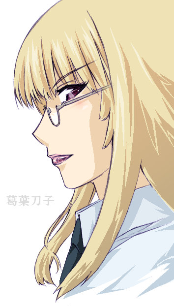 blonde_hair glasses haruka_shiya kuzunoha_toko mahou_sensei_negima! necktie solo