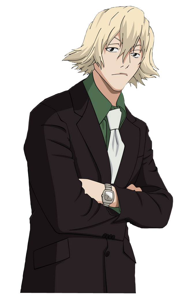 artist_request black_eyes bleach blonde_hair crossed_arms formal male_focus necktie solo suit urahara_kisuke watch wristwatch