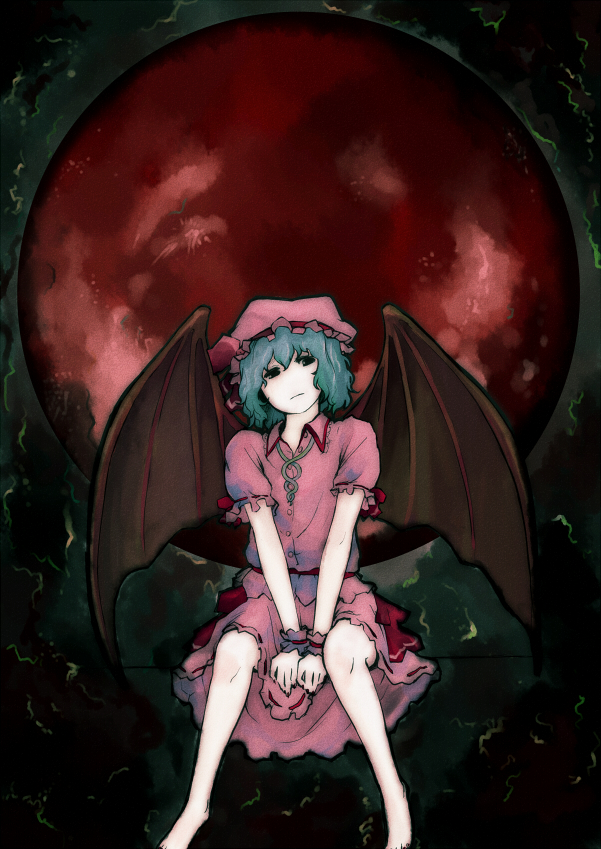 barefoot bat_wings remilia_scarlet solo tanaka_hirotaka touhou wings