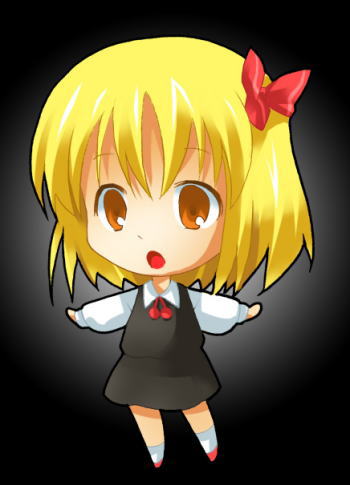 chibi hair_ribbon lowres michii_yuuki outstretched_arms ribbon rumia solo spread_arms touhou