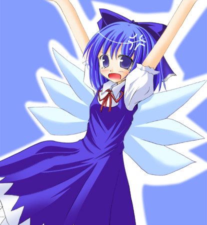 artist_request bangs bow cirno lowres solo touhou wings