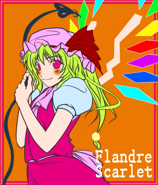 chado character_name flandre_scarlet jpeg_artifacts solo touhou wings
