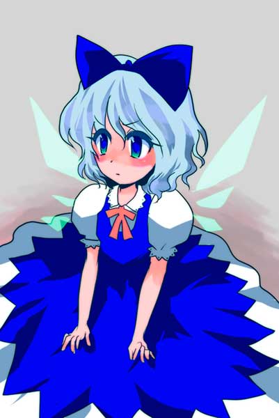 artist_request bangs bow cirno solo touhou wings