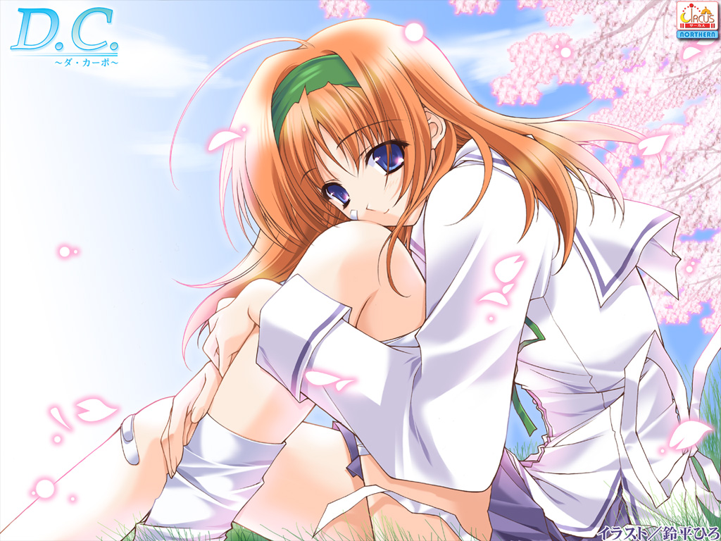 amakase_miharu da_capo da_capo_i orange_hair school_uniform solo suzuhira_hiro wallpaper watermark