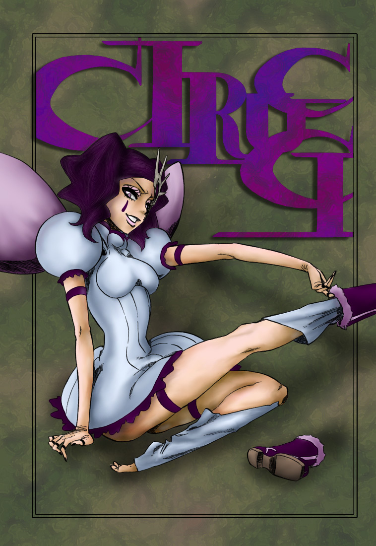 arrancar bleach boots cirucci_sanderwicci colorized dress facial_mark kubo_taito plantar_flexion purple_eyes purple_hair putting_on_shoes shoes short_twintails single_shoe solo twintails undressing wings