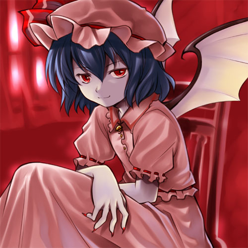 bat_wings hat lowres remilia_scarlet sakumo_(karatama) solo touhou wings