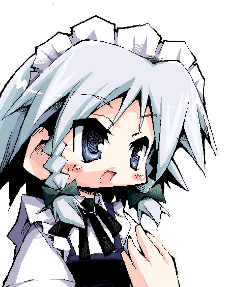 braid herada_mitsuru izayoi_sakuya short_hair silver_hair solo touhou twin_braids