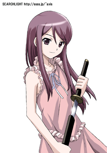 cross_channel dress kirihara_touko long_hair lowres midori_(searchlight) smile solo sword weapon