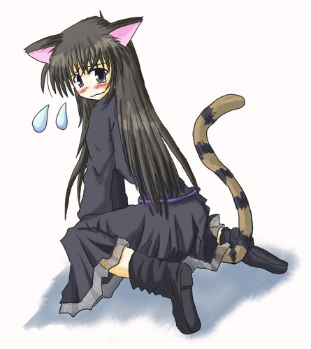 animal_ears artist_request blush boots cat_ears ever_17 komachi_tsugumi long_hair lowres solo tail