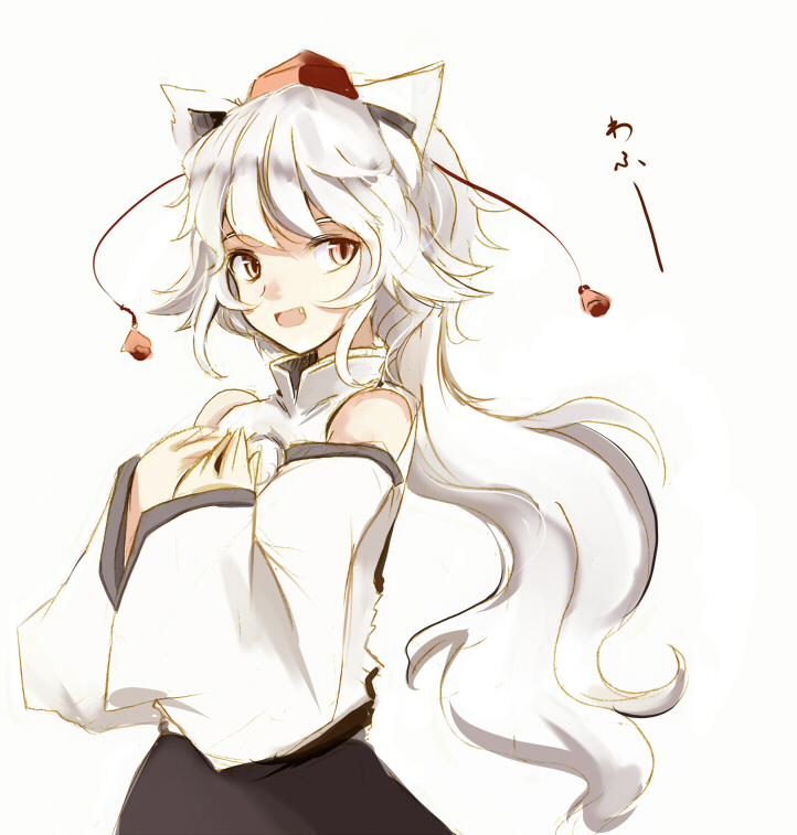 animal_ears hat inubashiri_momiji solo takaharu tokin_hat touhou white_hair wolf_ears