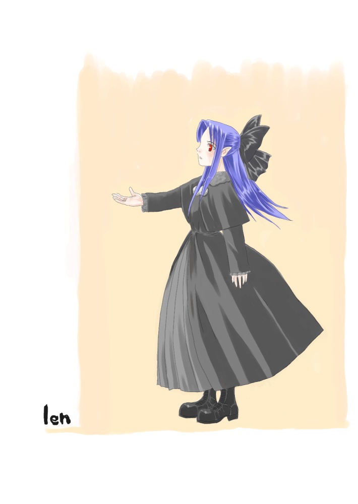 artist_request blue_hair len melty_blood pointy_ears red_eyes solo tsukihime