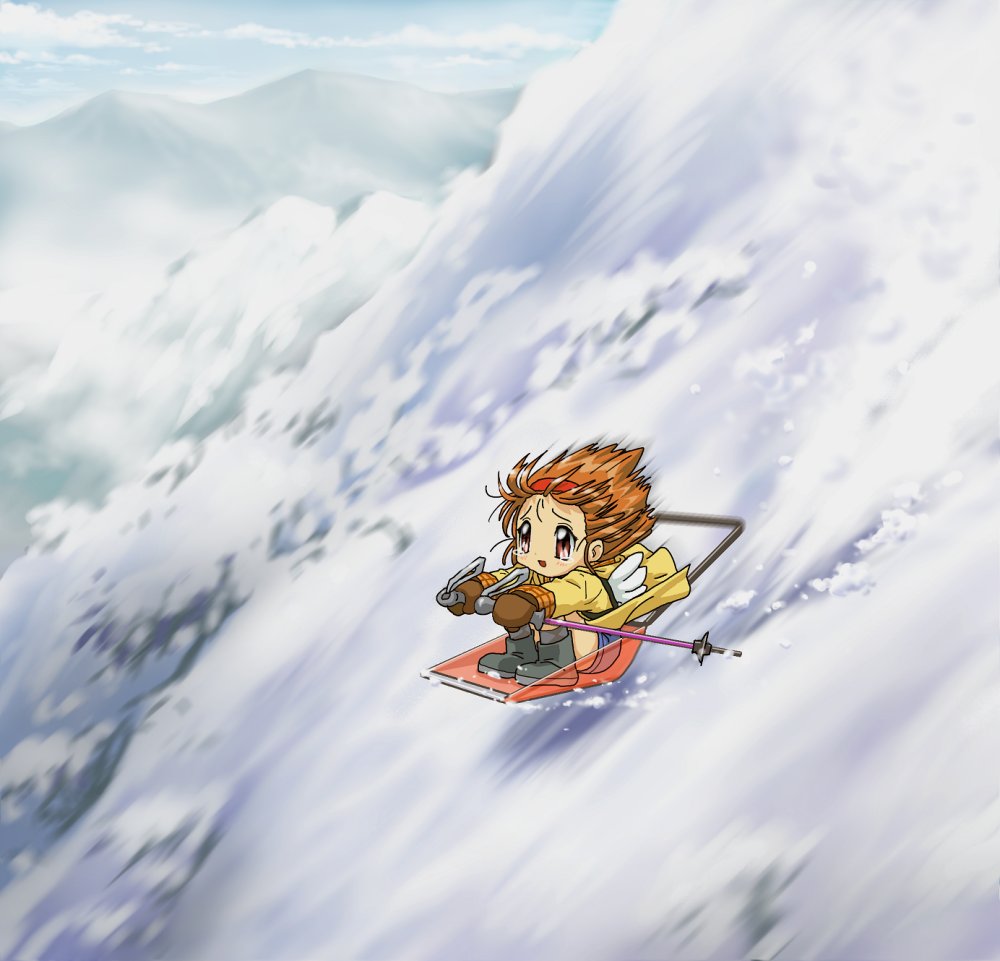 bad_id bad_pixiv_id kanon nyororiso_(muyaa) sled sledding snow solo tears toboggan tsukimiya_ayu