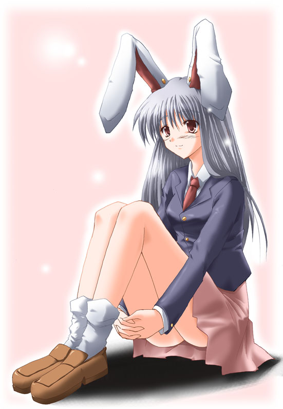 animal_ears bunny_ears necktie reisen_udongein_inaba sitting skirt solo subaru_noji touhou