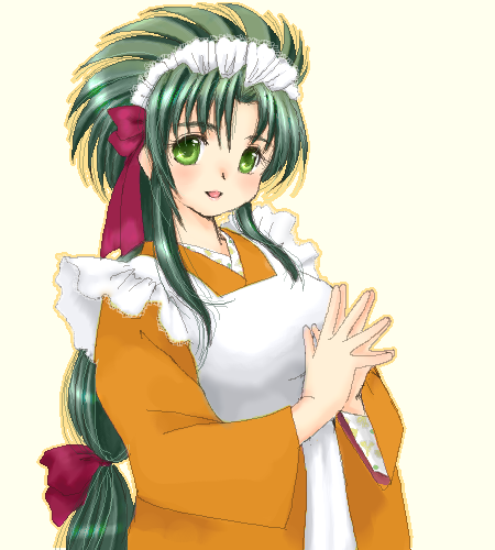 green_hair imageboard_colors jochuu-san lowres maid oekaki original solo yagisaka_seto