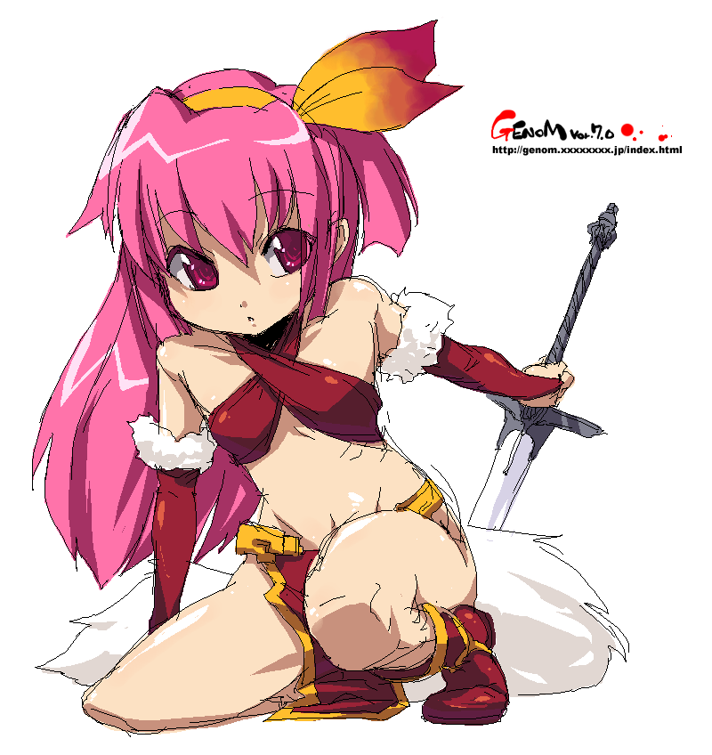 copyright_request hairband long_hair oekaki onija_tarou pink_eyes pink_hair solo sword weapon