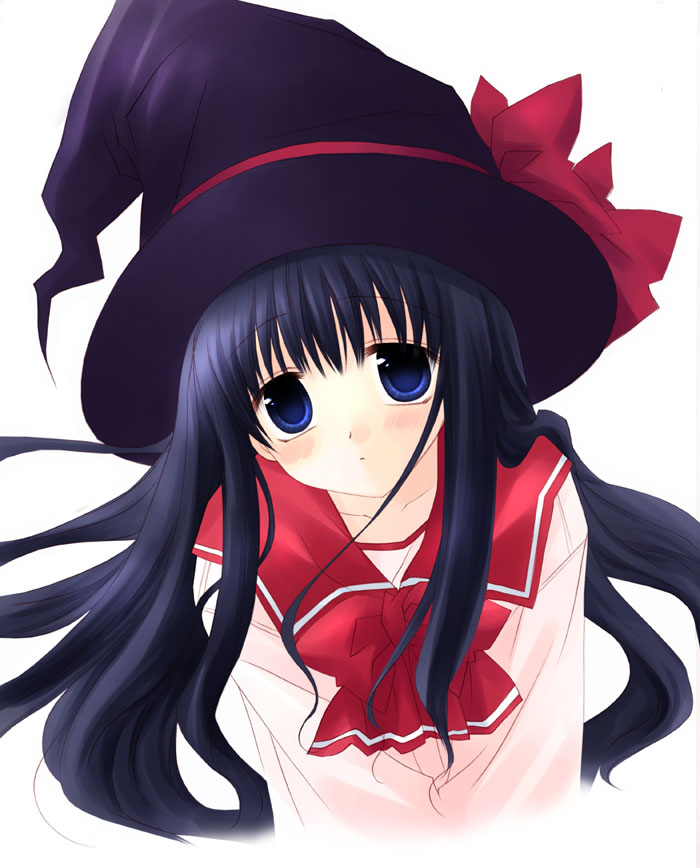 blue_eyes hat kurusugawa_serika long_hair sakurazawa_izumi school_uniform solo to_heart witch_hat