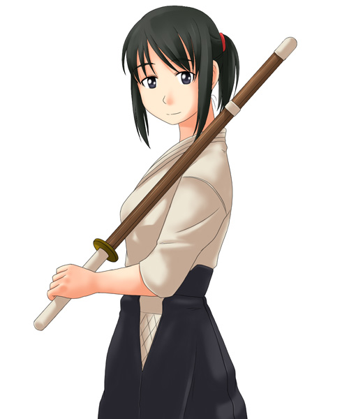 black_hakama hakama hosokawa_kanako japanese_clothes maria-sama_ga_miteru shinai solo sword toshifumi weapon