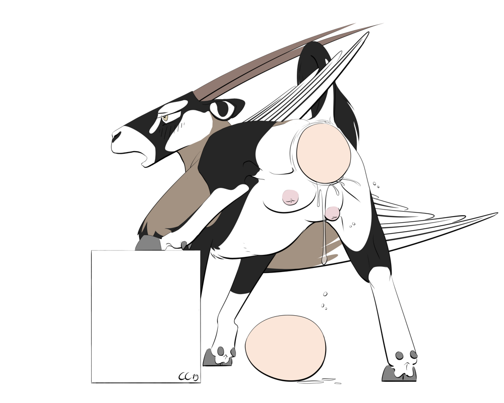 5:4 alpha_channel antelope bovid causationcorrelation egg female feral grazing_antelope hooves horn mammal open_mouth oryx oviposition quadruped rear_view simple_background solo tail teats text transparent_background url