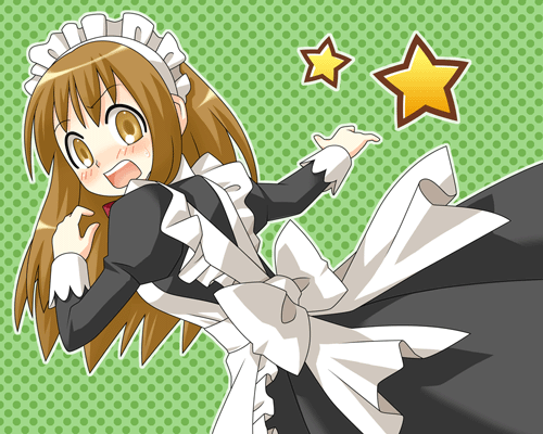 brown_eyes brown_hair copyright_request dress fujisawa_kamiya genderswap genderswap_(mtf) green_background long_hair lowres solo star